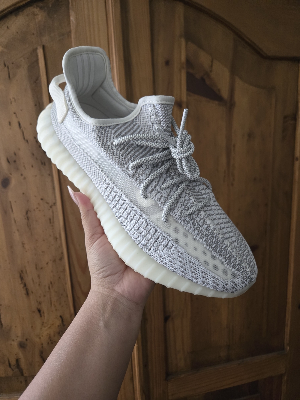 Yeezy Boost 350 V2 Light Gray and Cream Knit Sneaker